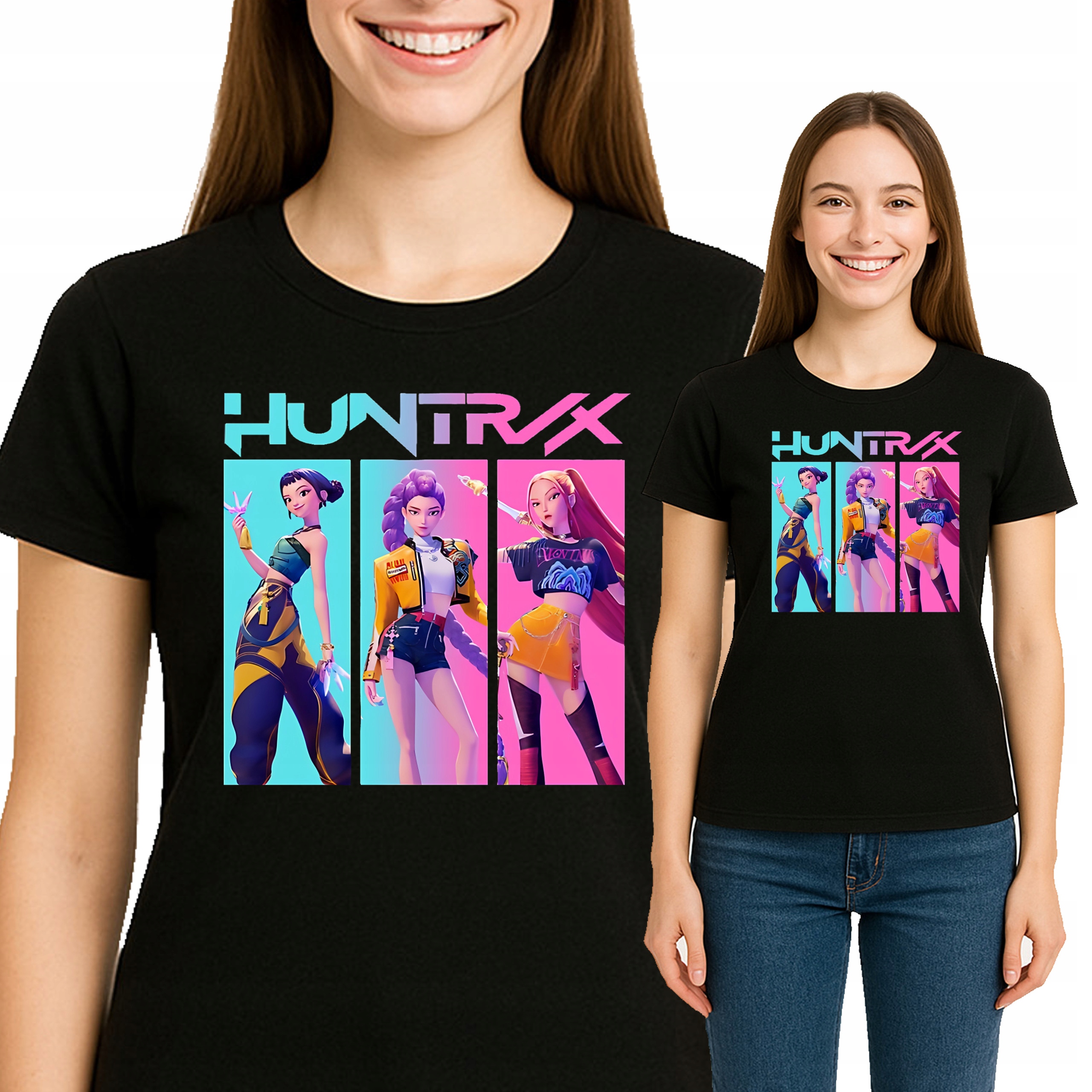 DAMSKA KOSZULKA Huntrix K-POP Hunters ANIME Demon Premium L 3524 CZARNA