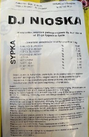 DJ Nioska Sypka Pasza dla kur niosek Karma Dla Nioski Drobiu Neorol 25kg