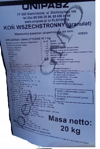Pasza dla koni uniwersal koń wszechstronny UNIPASZ