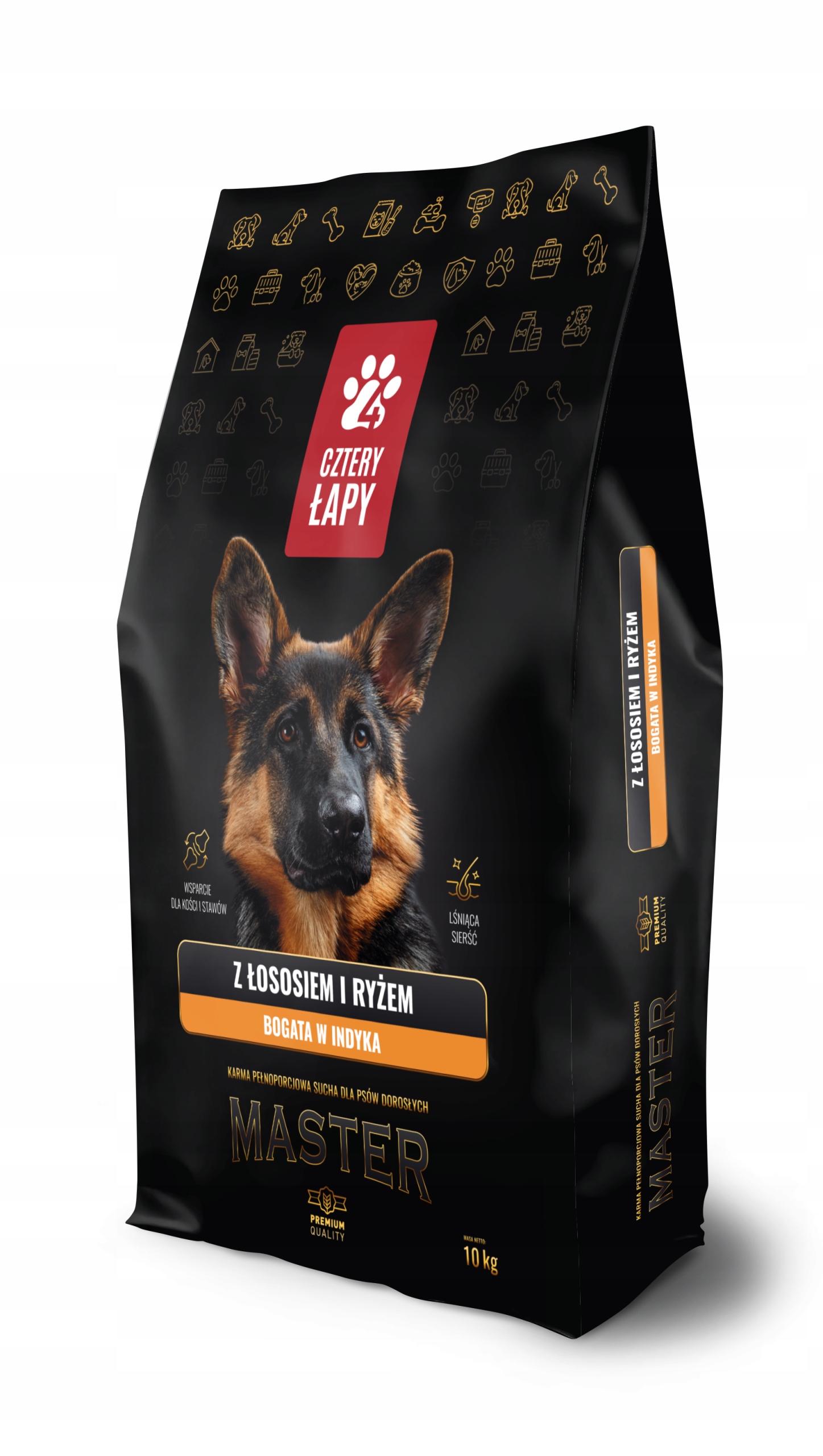 Sucha karma z ryżem, indykiem i łososiem dla psa Cztery Łapy MASTER 10kg