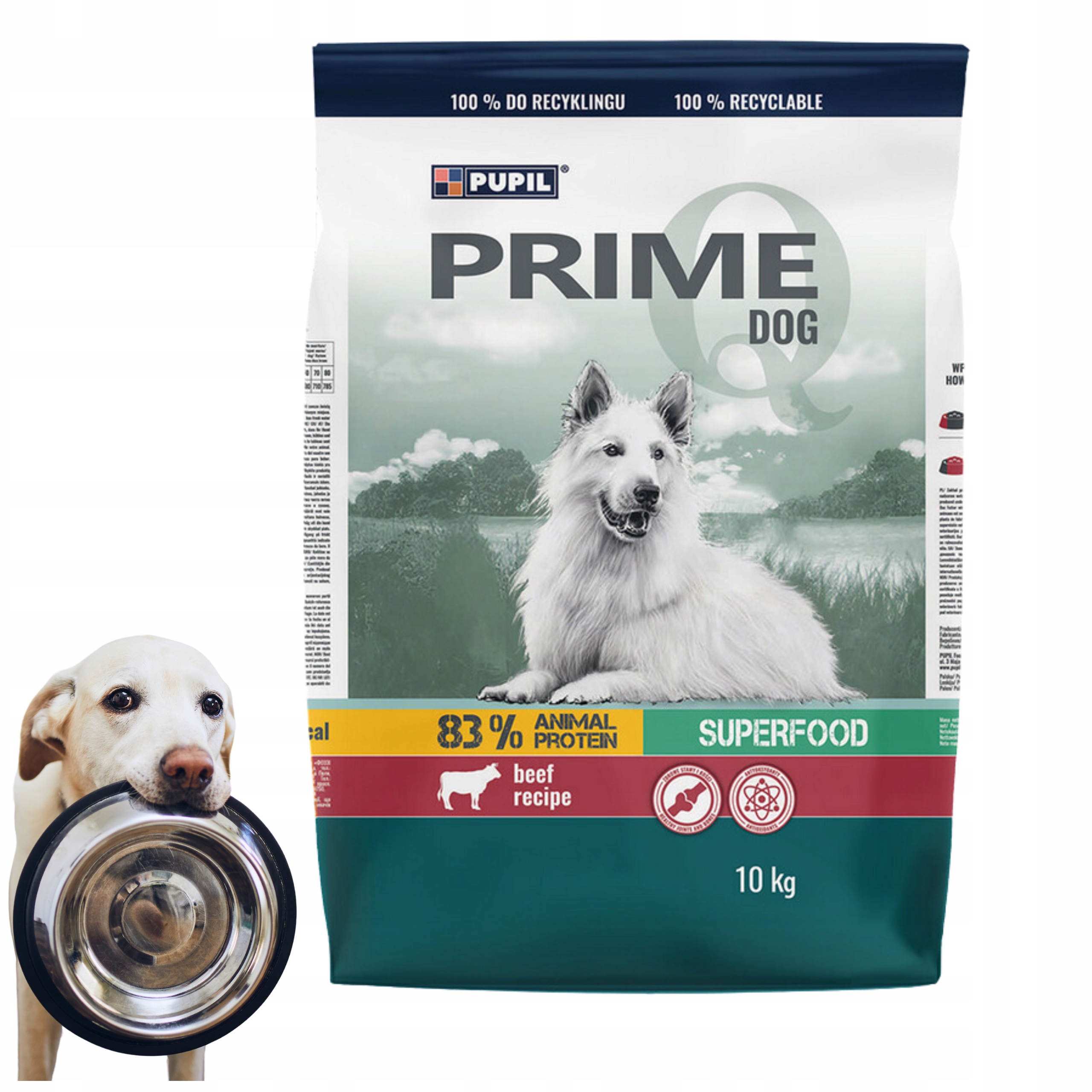 Karma sucha dla psa PUPIL Prime Quality warzywa wołowina wół 10 kg