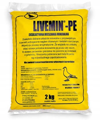 Livemin PE minerały mączka dla gołębi Patron 2kg