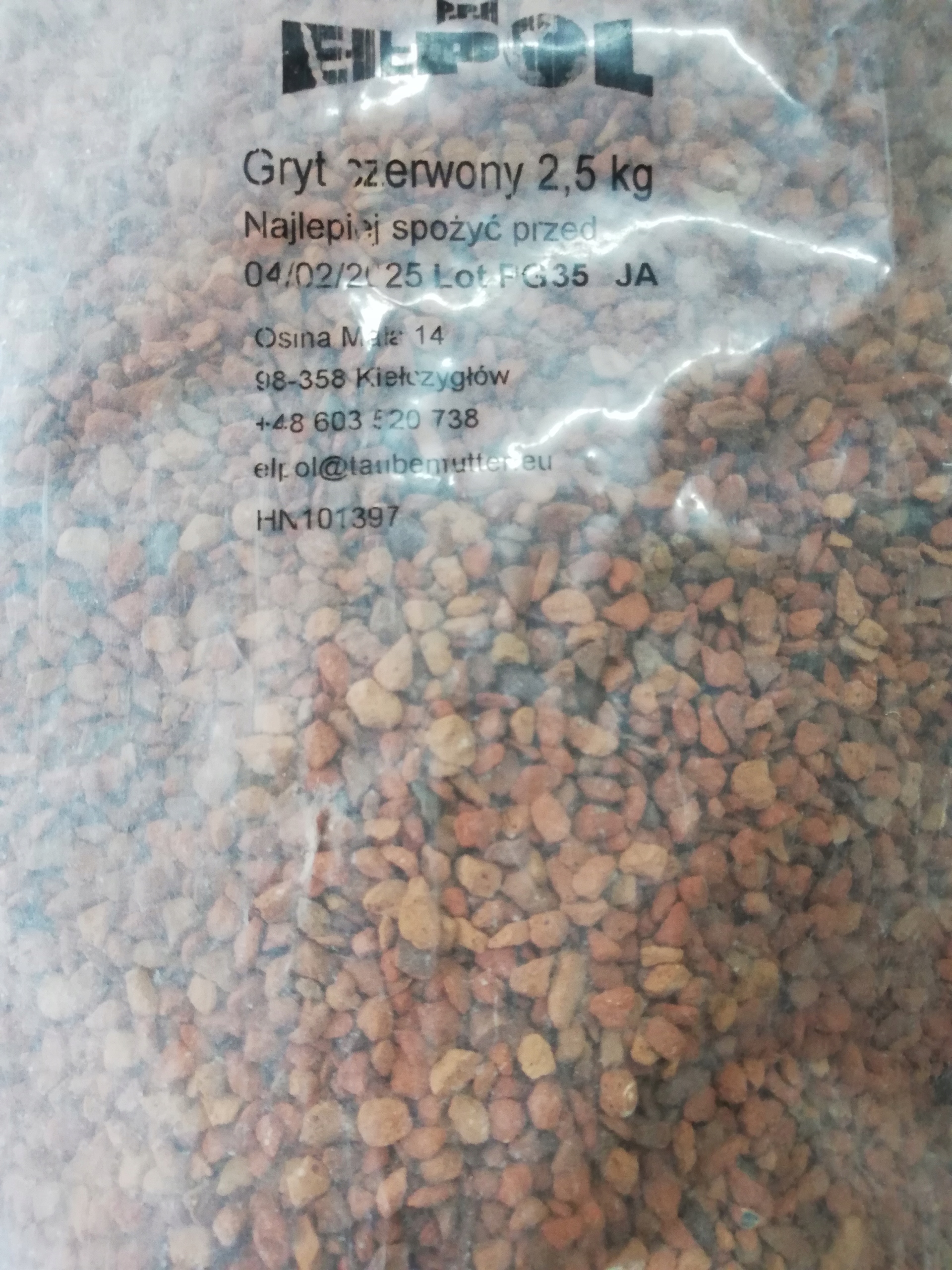 Gryt, grit czerwony dla gołębi, Ełpol 2.5kg