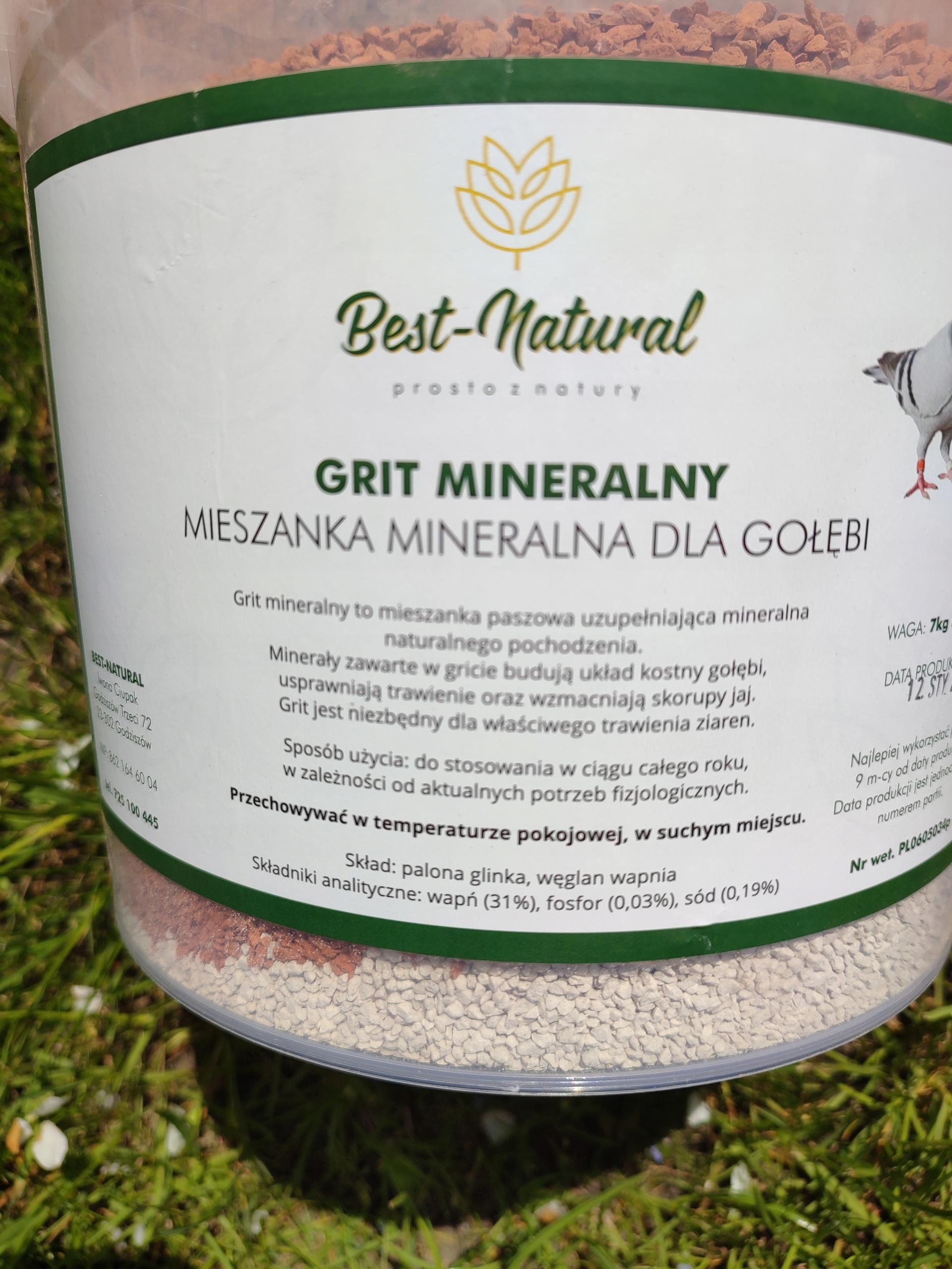 Grit gryt dla gołębi mineralny mieszany wiadro 7kg
