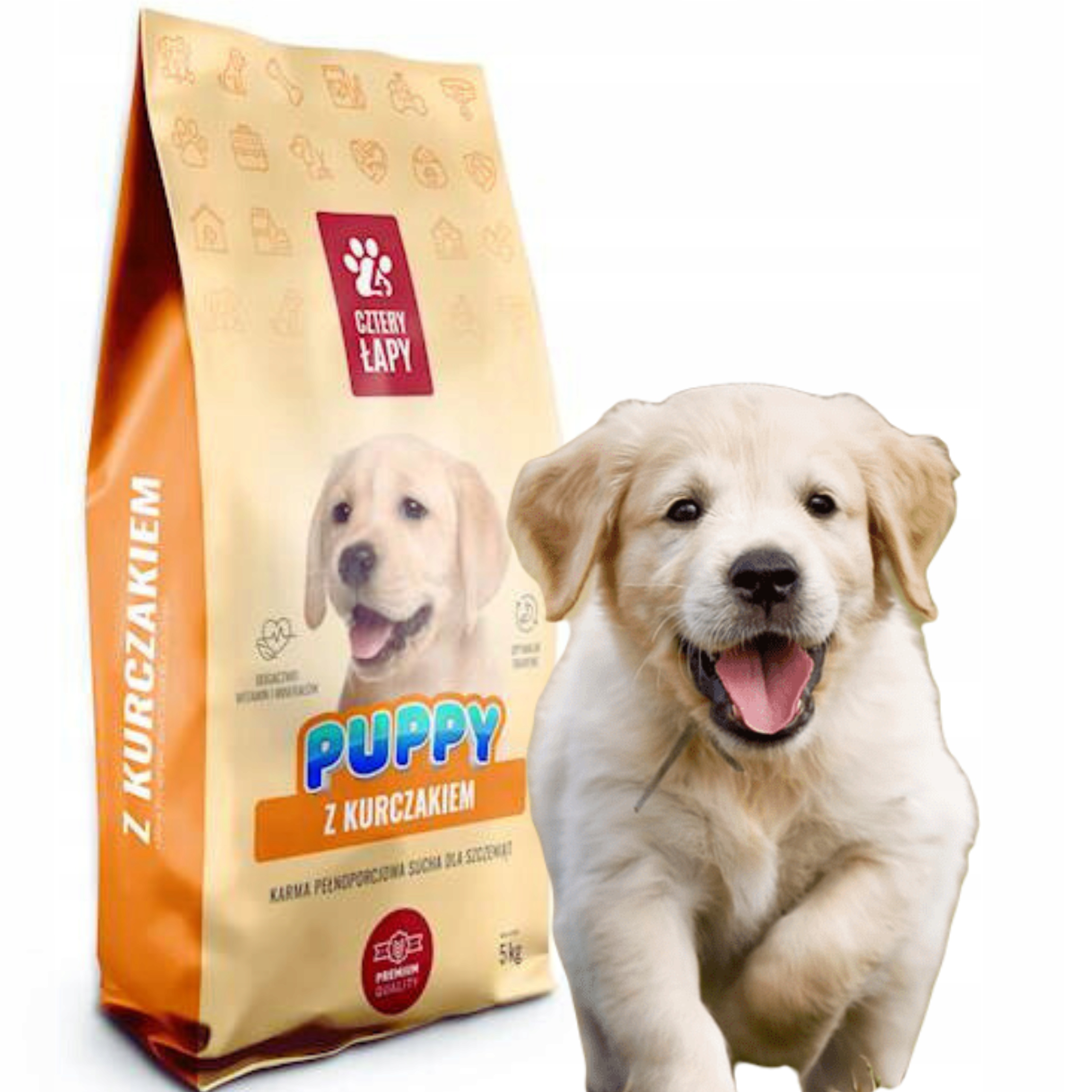 Pełnoporcjowa karma z kurczakiem dla szczeniąt Cztery Łapy PUPPY 5kg