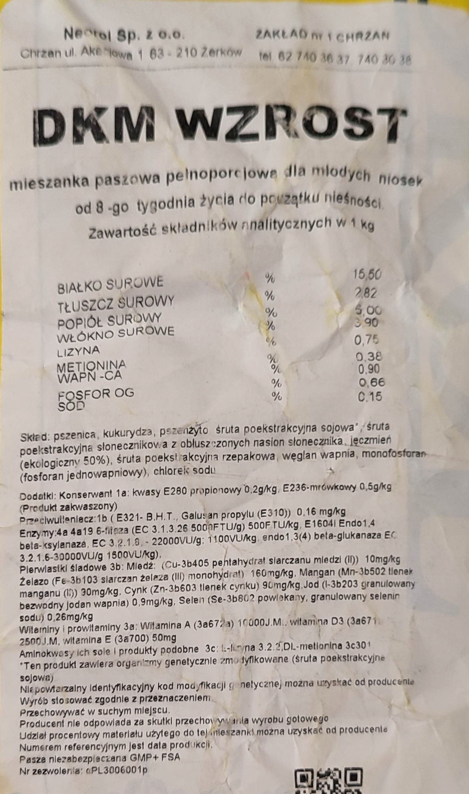 Pasza Dla Kurcząt Niosek DKM WZROST Neorol 25kg