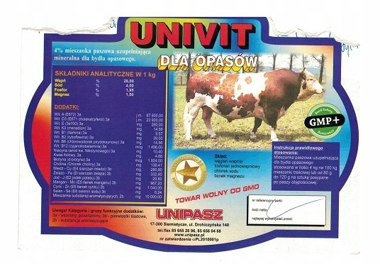 Univit Opas witaminy dla bydła opasów Unipasz 20kg
