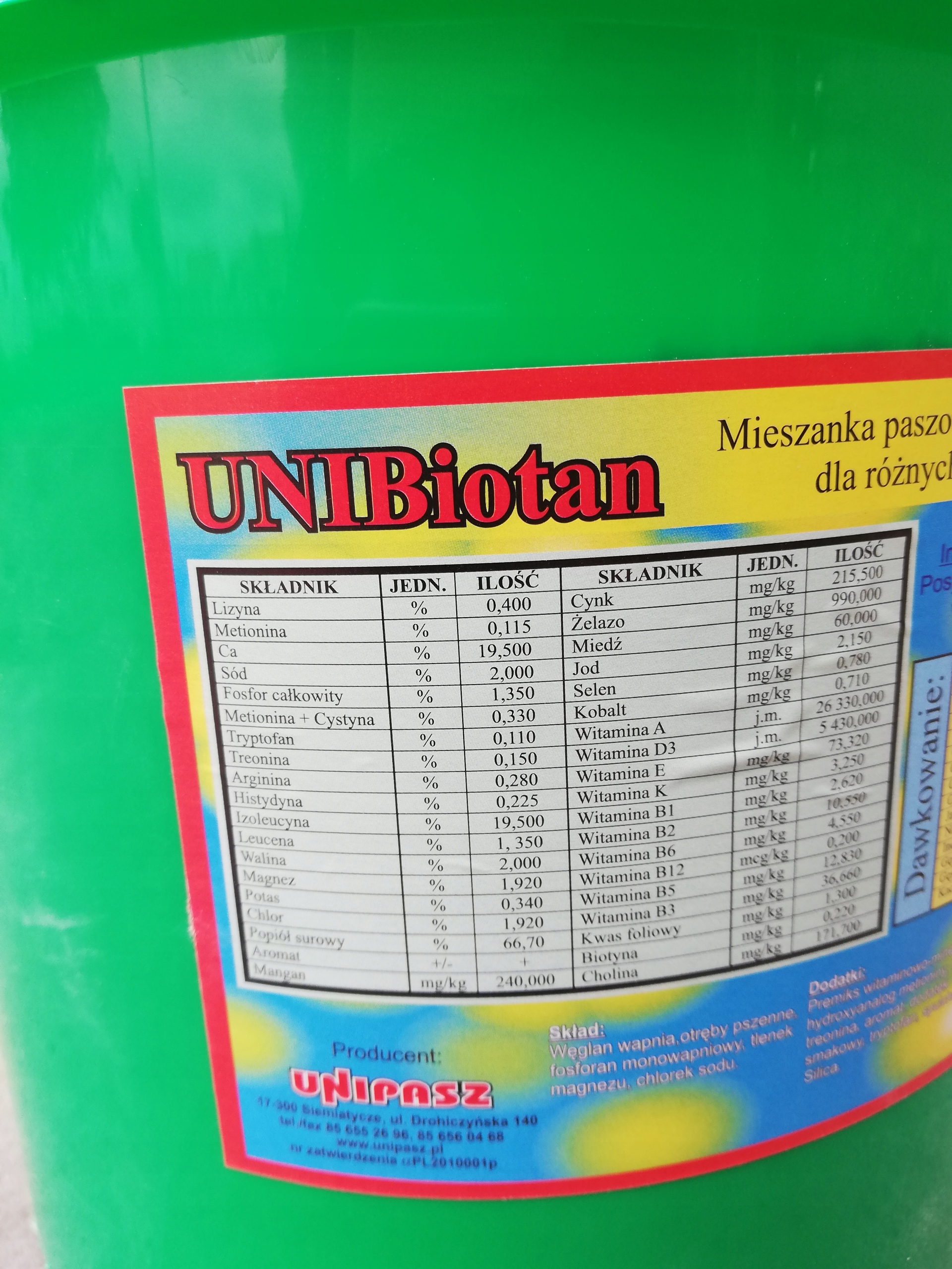 UniBiotan Witaminy dla kur niosek bez GMO 20kg