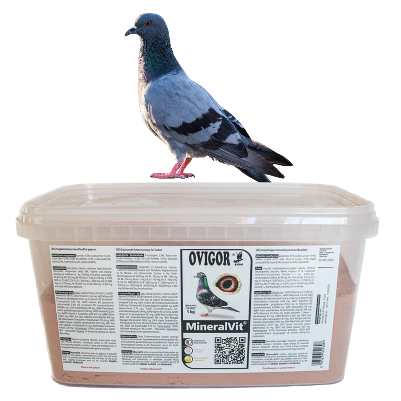 MineralVit dla gołębi mączka mineralna z witaminami aminokwasami Ovigor 5kg