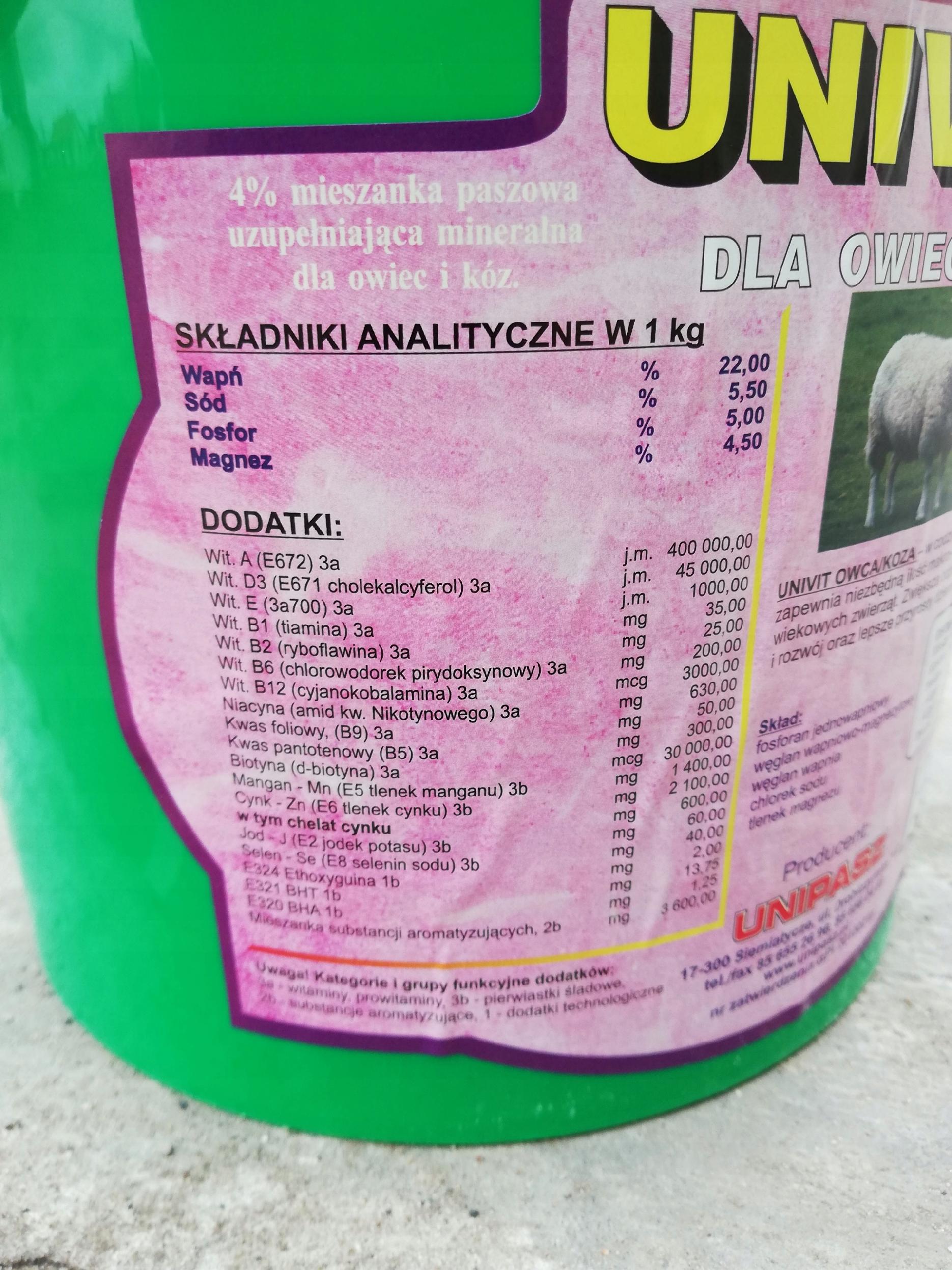 Witaminy dla owiec kóz owca koza UNIVIT UNIPASZ 10