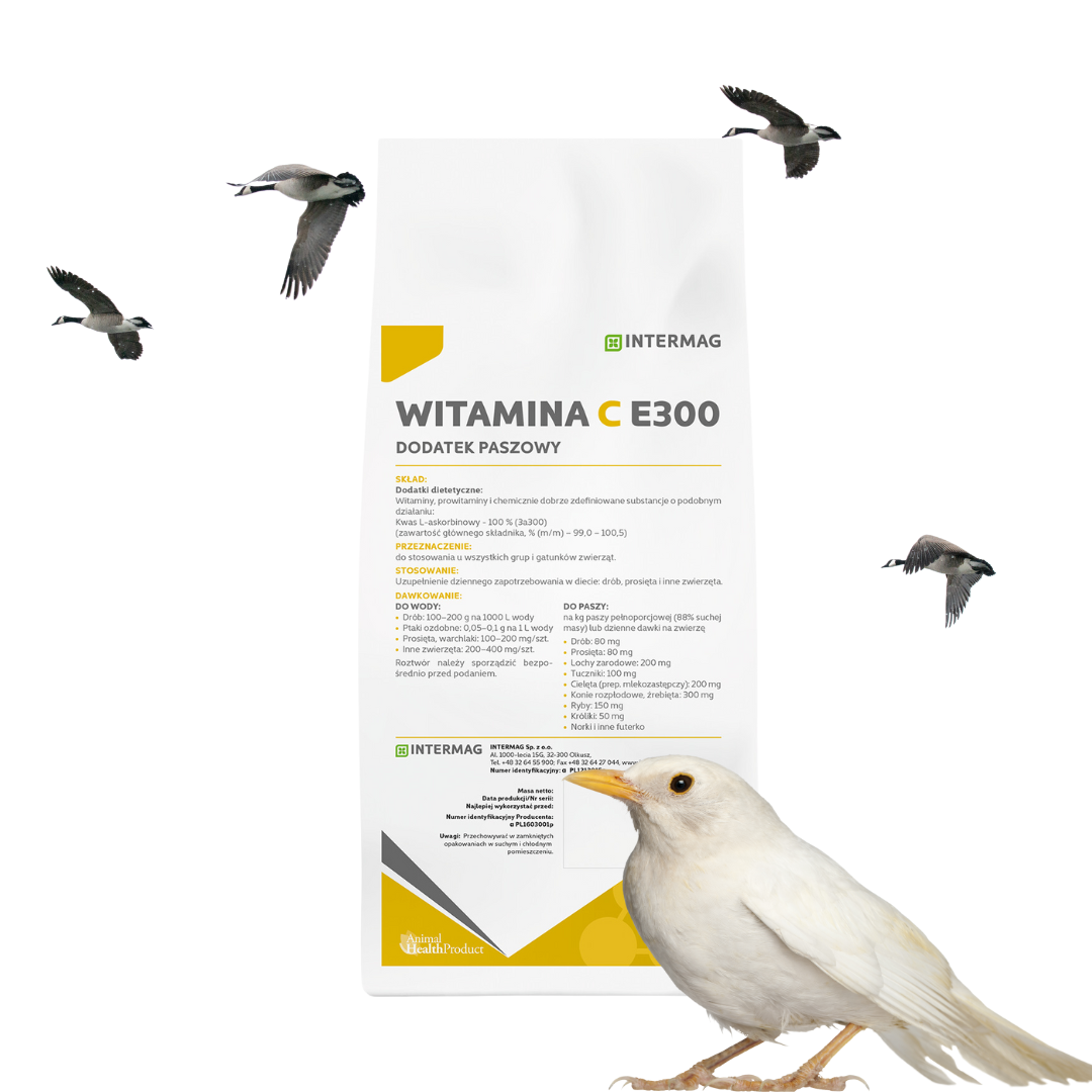Witamina C E300 - Dodatek paszowy dla zwierząt (kwas L-askorbinowy) 1 kg