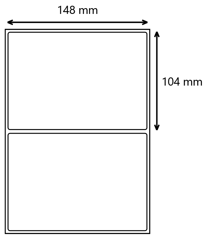 Etykieta foliowa 148x104 mm układ na rolce 1000 sztuk