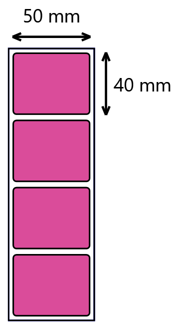 etykiety foliowe 50x40 mm pp różowa