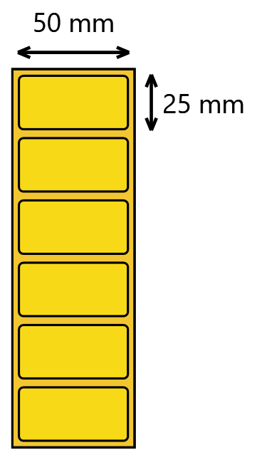 Układ etykiet 50x25 na rolce