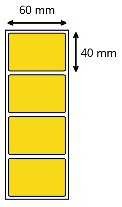 etykiety foliowe 60x40 mm pp żółta