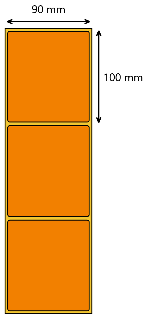 Etykieta termiczna 90x100 pomarańczowa