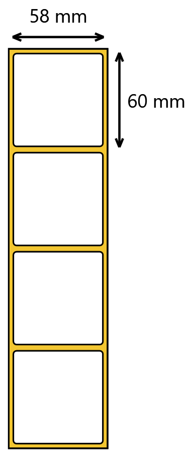 Układ etykiet 58x60mm