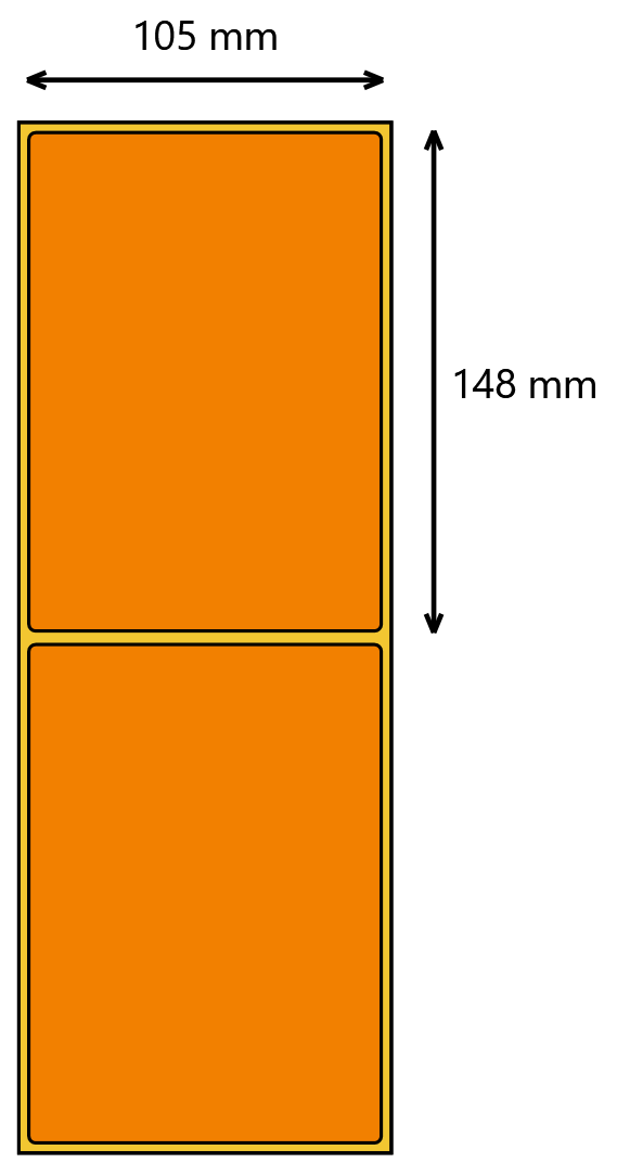 Układ etykiet 105x148 na rolce