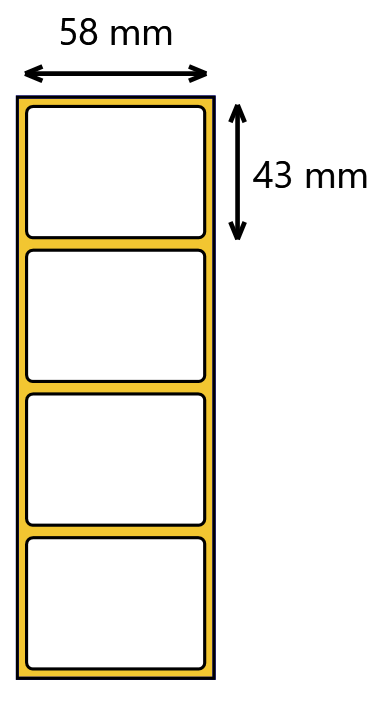 Układ etykiet termicznych 58x43 na rolce
