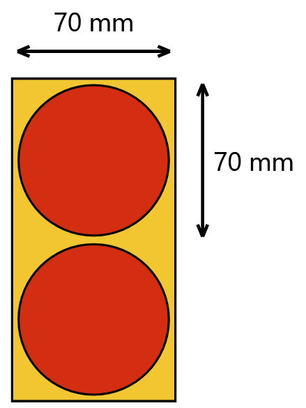 Etykieta termiczna fi 70mm czerwona