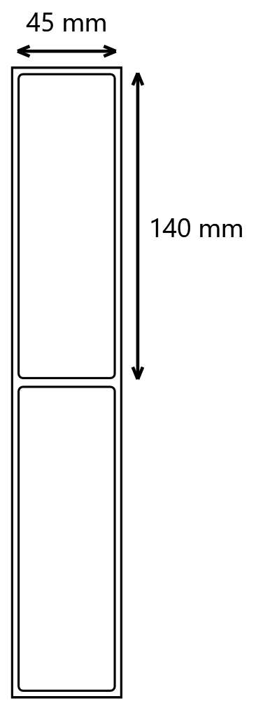 etykiety foliowe 45x140 mm pp