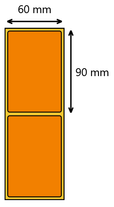Etykieta termiczna 60x90mm pomarańczowa
