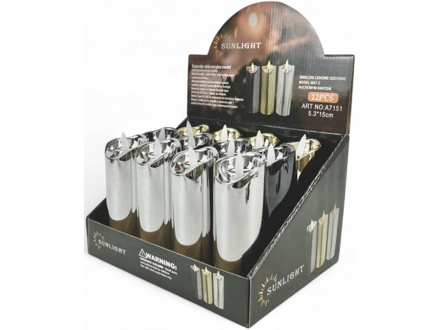 ŚWIECZKA LED Wkład do zniczy EFEKT PŁOMIENIA - 12,5 cm /5,3cm SREBRNA