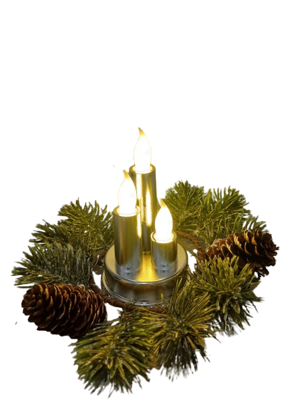 Świeczka led dekoracyjna srebrna potrójne ciepłe światło 14cm*8cm