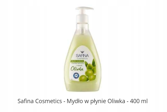 Mydło w płynie Safina Oliwka 400 ml z lanoliną i gliceryną dozownik