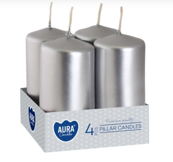 BISPOL świeca walec wotywne Srebrne 40/80 4szt