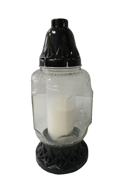 Znicz całoroczny prosty bez dodatków karbowane szkło 25 cm