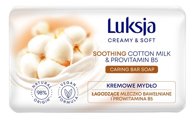 Luksja Creamy Soft Kremowe mydło w kostce Mleczko bawełniane 90 g