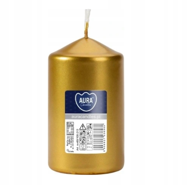 Świeca walec BISPOL AURA 30H 10CM SW60/100 ZŁOTY METALIK 10 cm. wys.