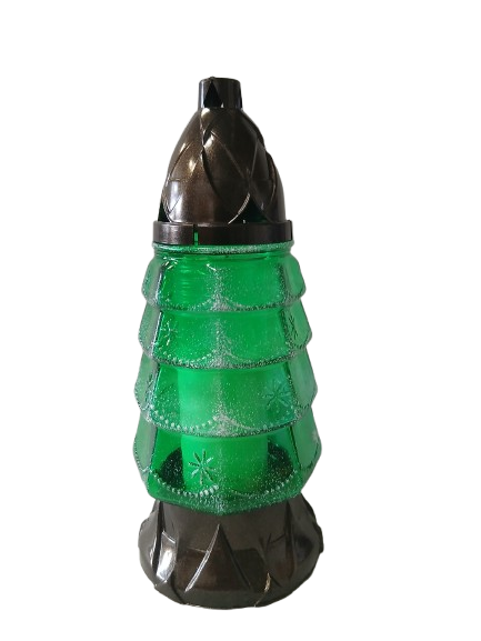 Znicz Bożonarodzeniowy choinka zielona ze śniegiem 25,5cm