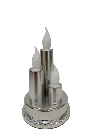 Świeczka led dekoracyjna srebrna potrójne ciepłe światło 14cm*8cm