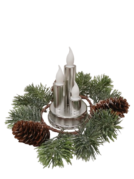 Świeczka led dekoracyjna srebrna potrójne ciepłe światło 14cm*8cm