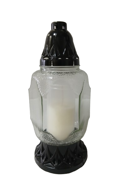 Znicz całoroczny prosty bez dodatków karbowane szkło 25 cm