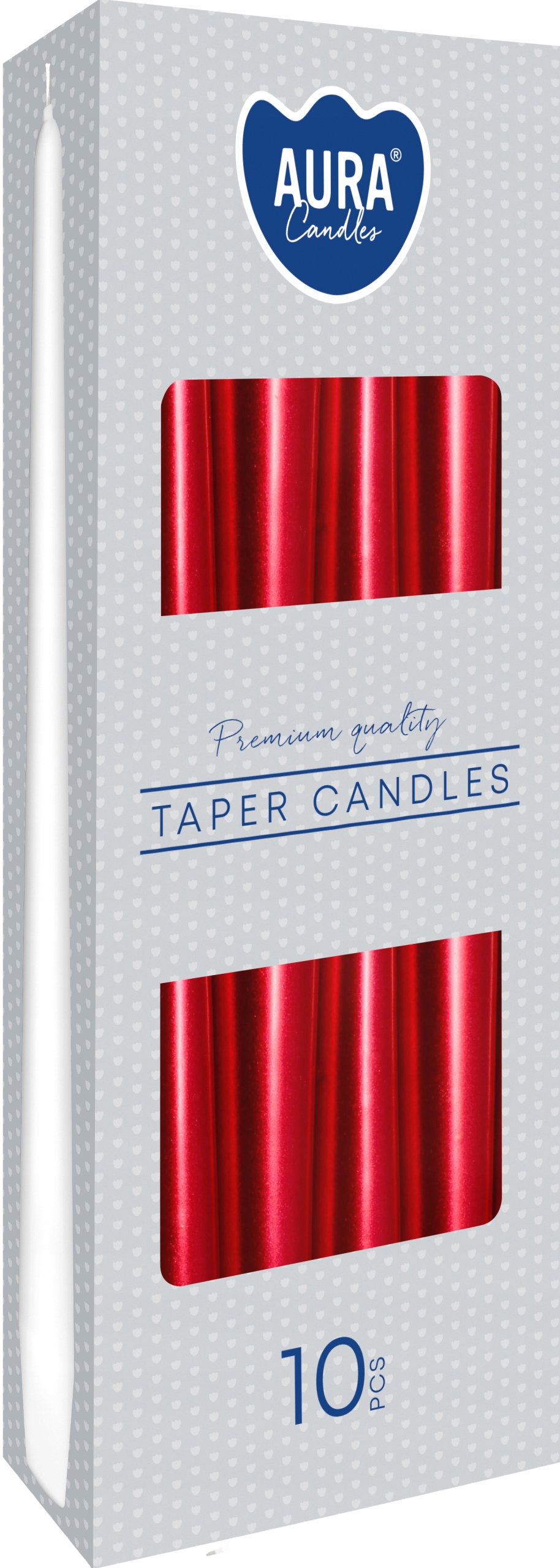 Świeca stołowa stożek BISPOL 7H 24,5CM S30-230 CZERWONY METALIK 10szt.