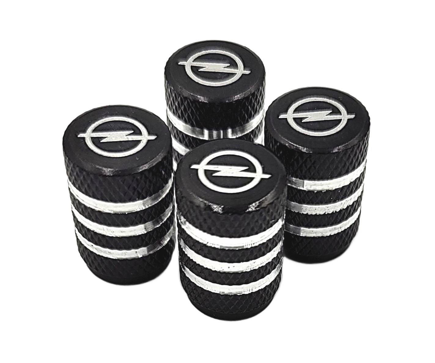 OPEL nakrętki na wentyle ALUMINIOWE kapturki OPEL wentylki 4szt. CZARNE