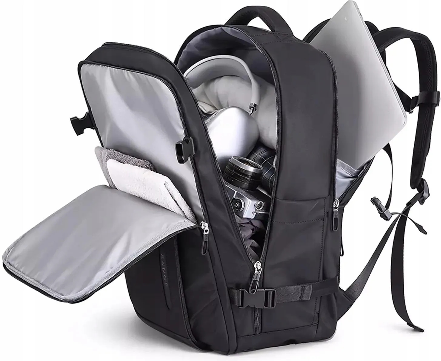 Wnętrze plecaka BANGE 17,3 cala – komora walizkowa