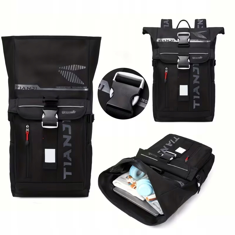 Plecak motocyklowy czarny widok boczny