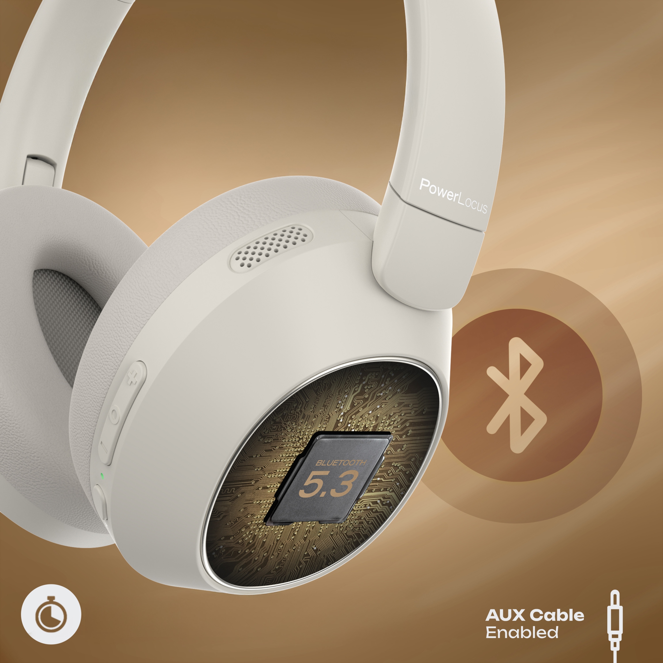 Słuchawki BEZPRZEWODOWE Bluetooth PowerLocus Universe ANC Micro Etui 60h