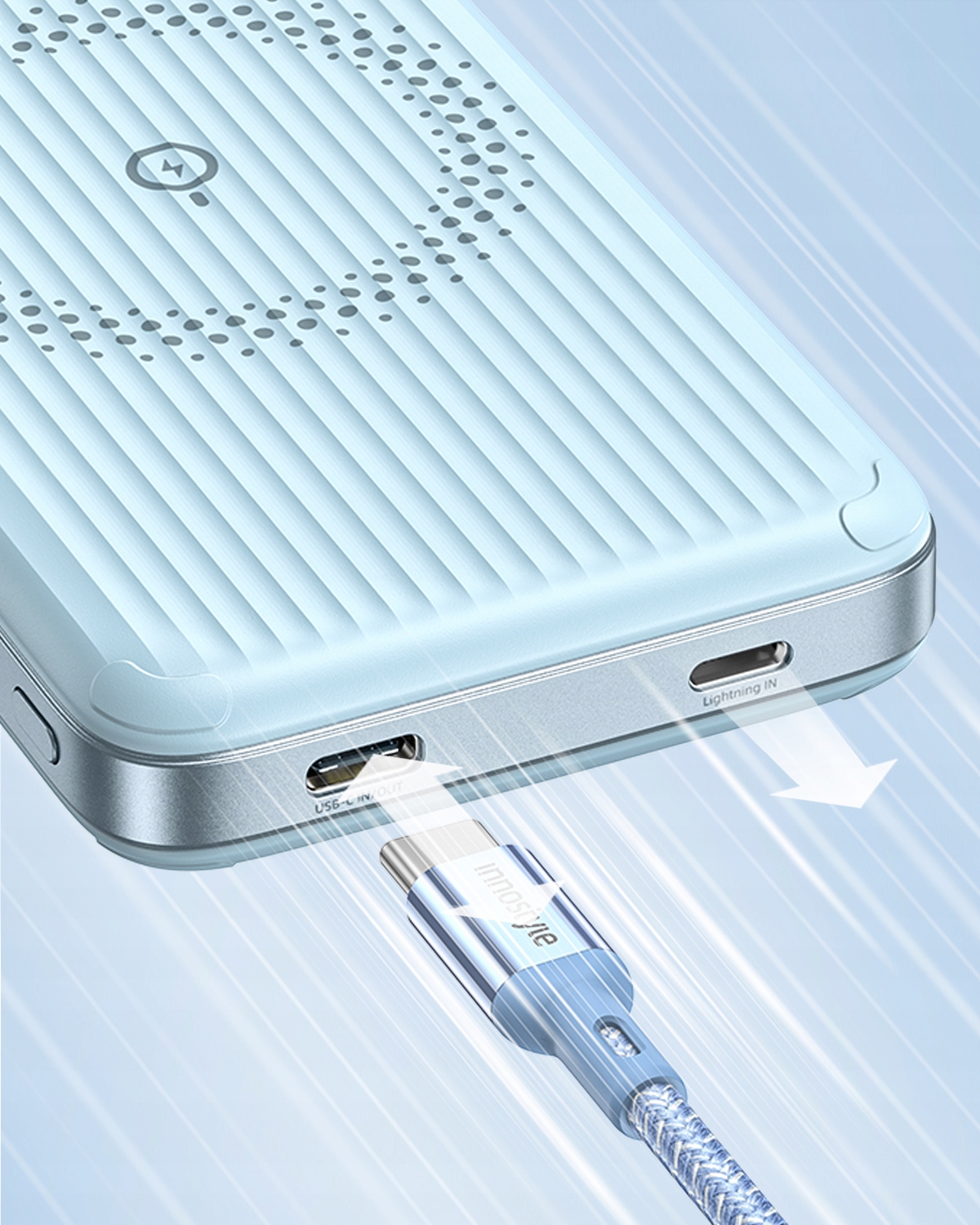 Powerbank Indukcyjny INNOSTYLE 10000mAh MagSafe Niebieski z Stojakiem