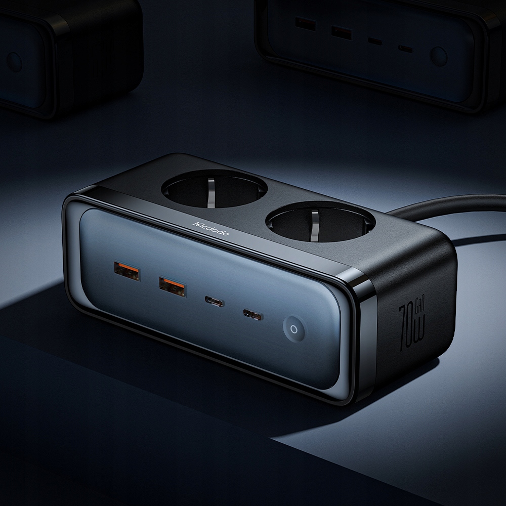 MCDODO Ładowarka Sieciowa GAN TYP C 6x USB-C 70W Czarna, Quick Charge