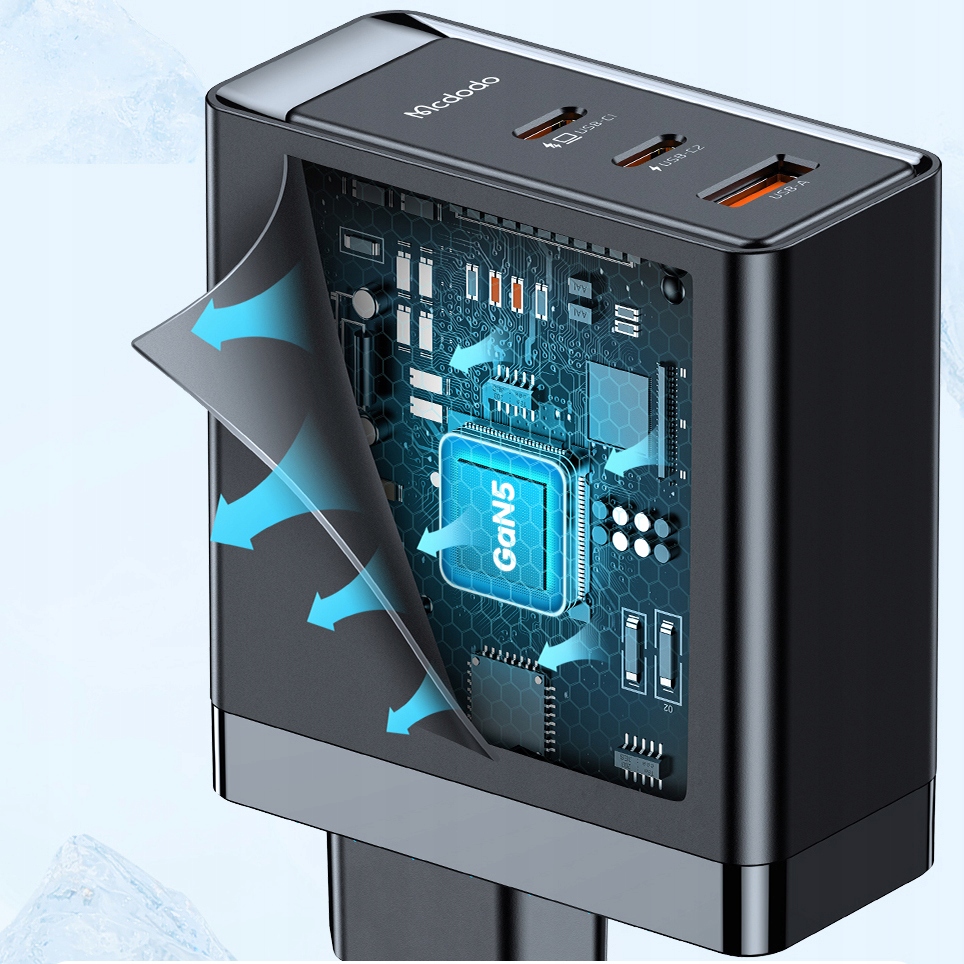 McDodo Ładowarka Sieciowa 140W GAN z 3x USB-C + Kabel do MacBooka