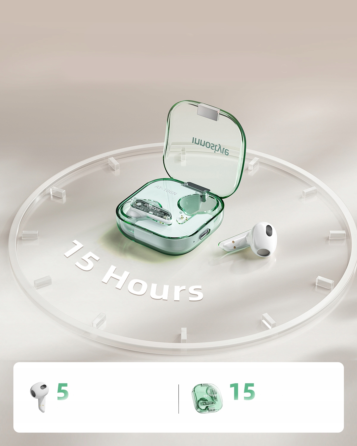 INNOSTYLE SŁUCHAWKI BEZPRZEWODOWE DOUSZNE BLUETOOTH V5.3 Z MIKROFONEM ETUI