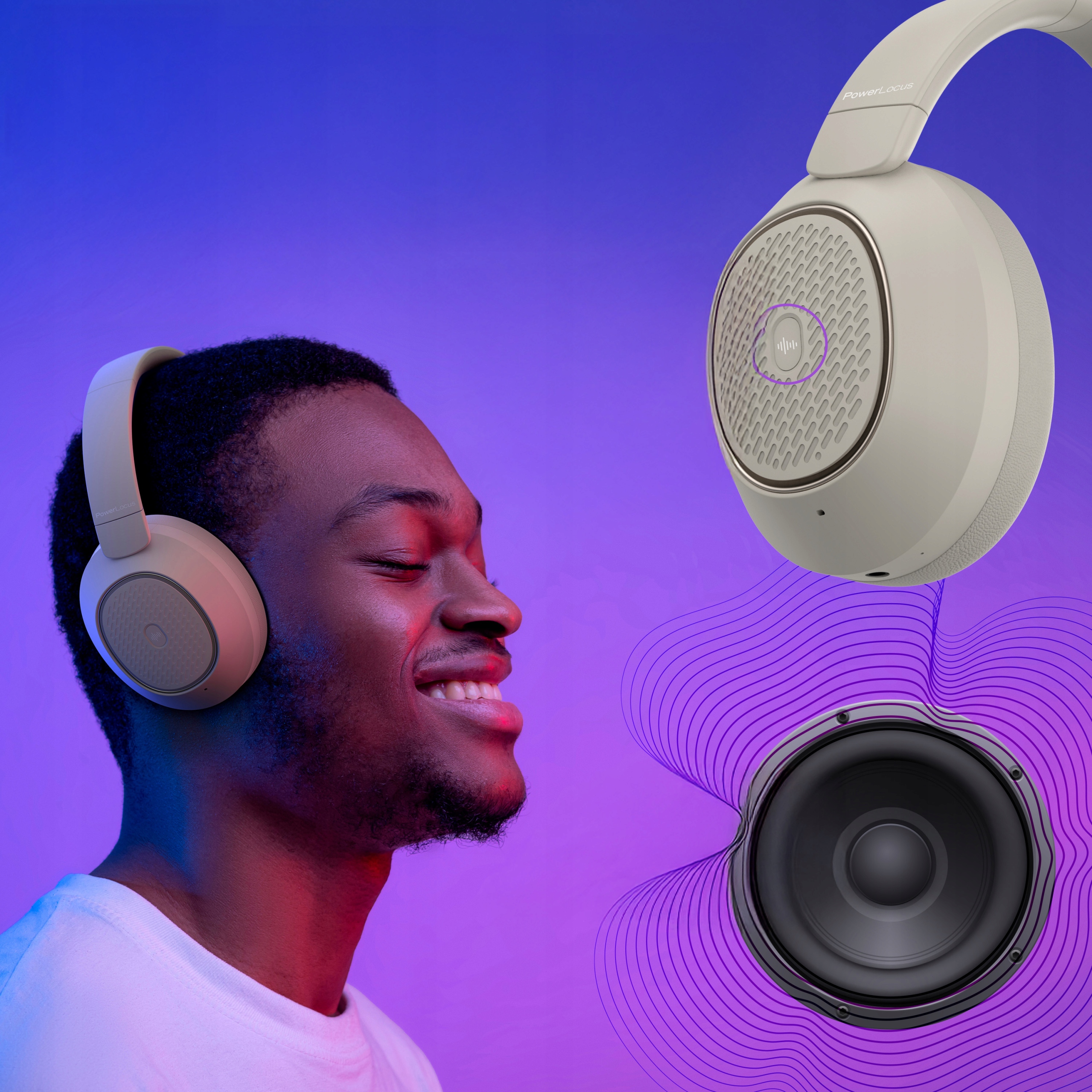 Słuchawki BEZPRZEWODOWE Bluetooth PowerLocus Universe ANC Micro Etui 60h