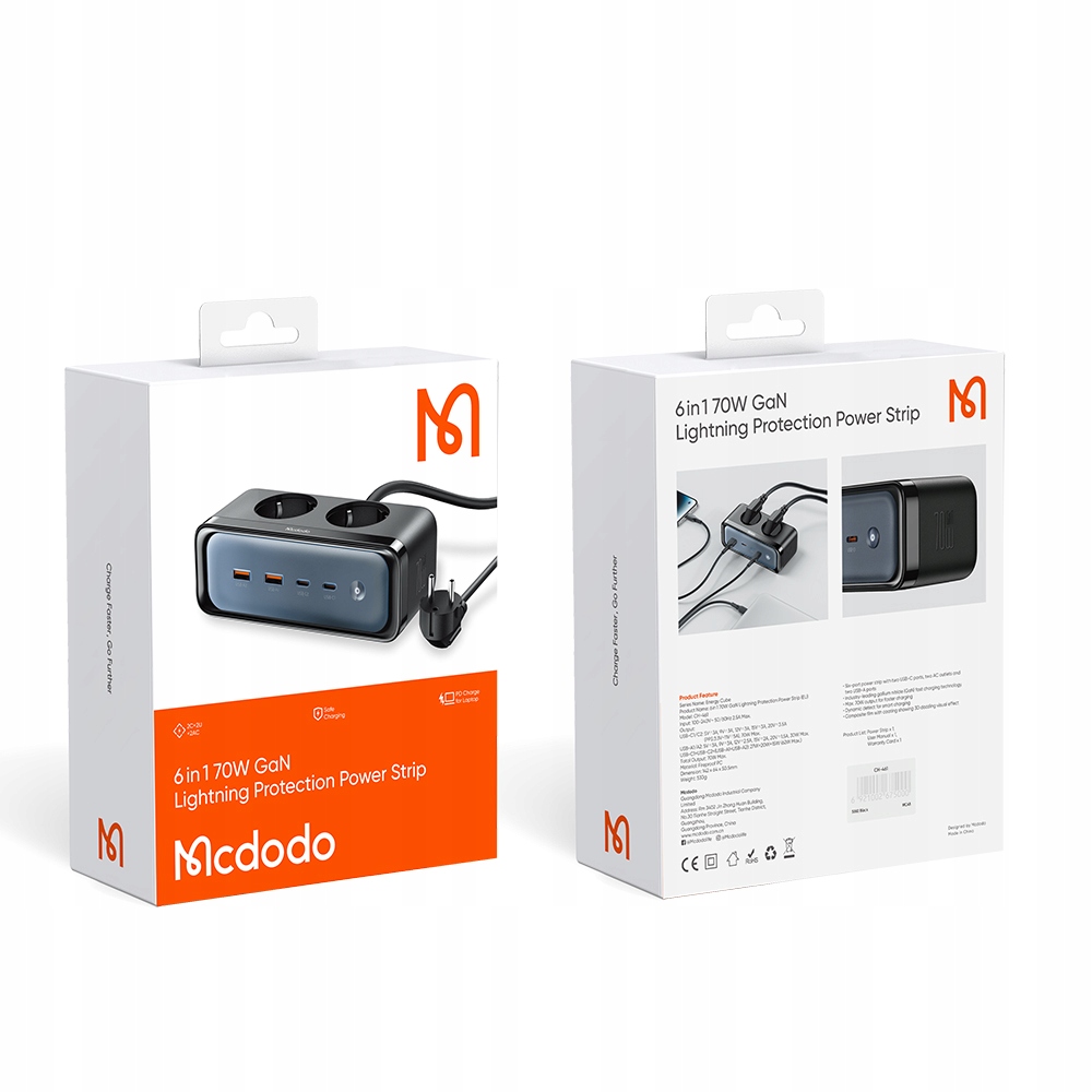 MCDODO Ładowarka Sieciowa GAN TYP C 6x USB-C 70W Czarna, Quick Charge