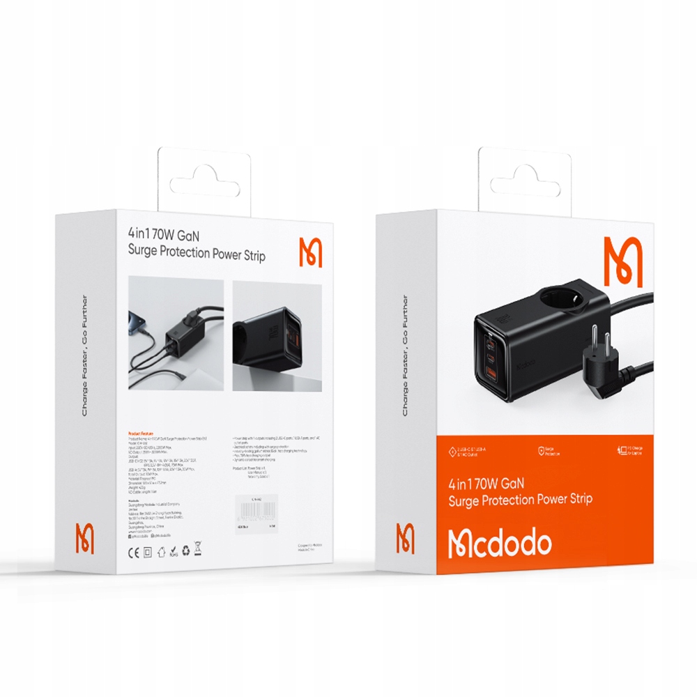 MCDODO Ładowarka sieciowa GAN Typ C z 4x USB-C, 70W, czarna
