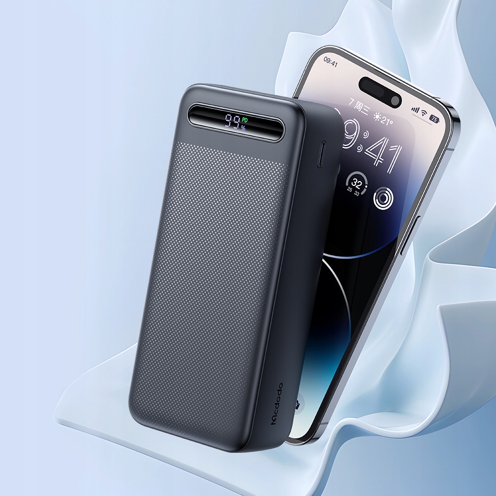 MCDODO Powerbank 30000mAh z wyświetlaczem, 3x USB, USB-C, 22,5W